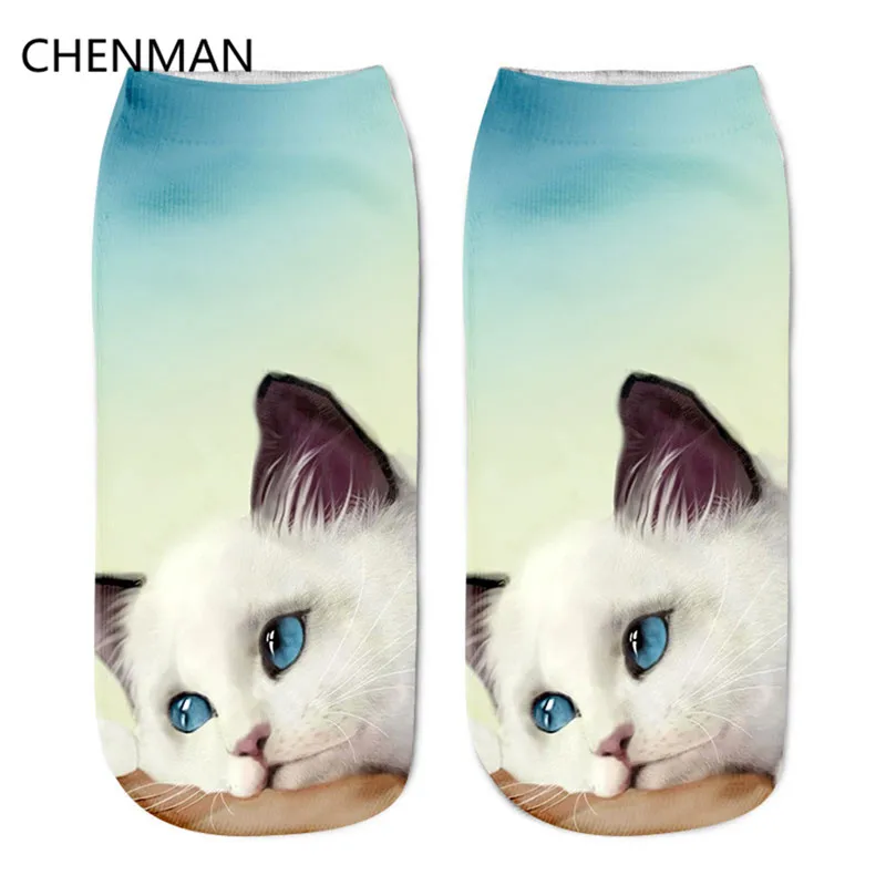 Chenman 3D печатных Носки для девочек мультфильм Повседневное короткие носки Для