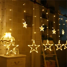 

Dcrlamp 250CM Curtain wall Light String US Plug 110V Romantic room decor Lights 138 LEDs Xmas Garland for Garden Party Star