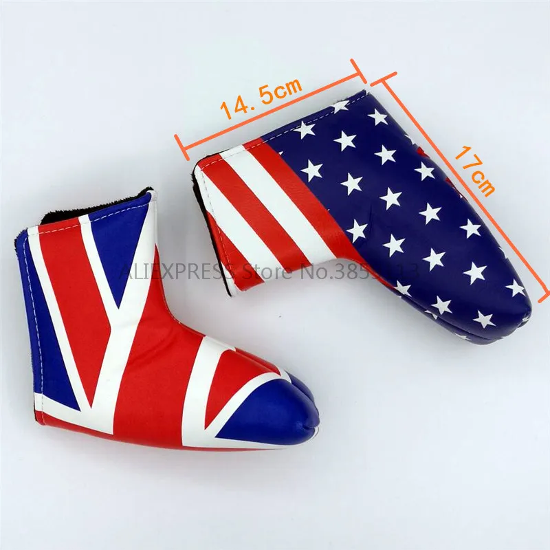 

New Arrivals UK USA Flag Golf Putter Headcover Magnetic Closure PU Blade Putter Head Cover For Man Women