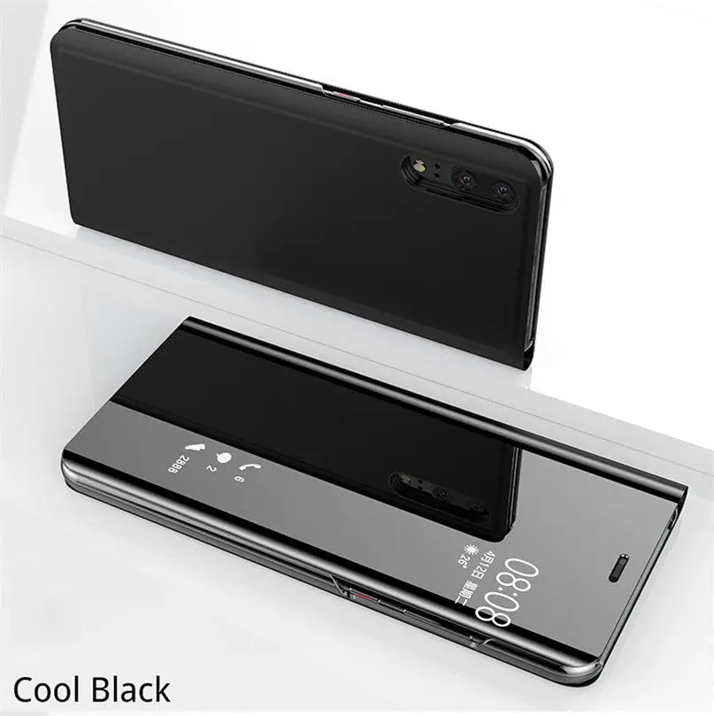 Умный зеркальный флип-чехол для Xiaomi Redmi 4X5 плюс Примечание 4X3 5 Pro 5X 5A A1 A2 6 6A S2 8 SE Mix 2 Max 3 Защитная крышка-чехол для телефона - Цвет: Midnight Black