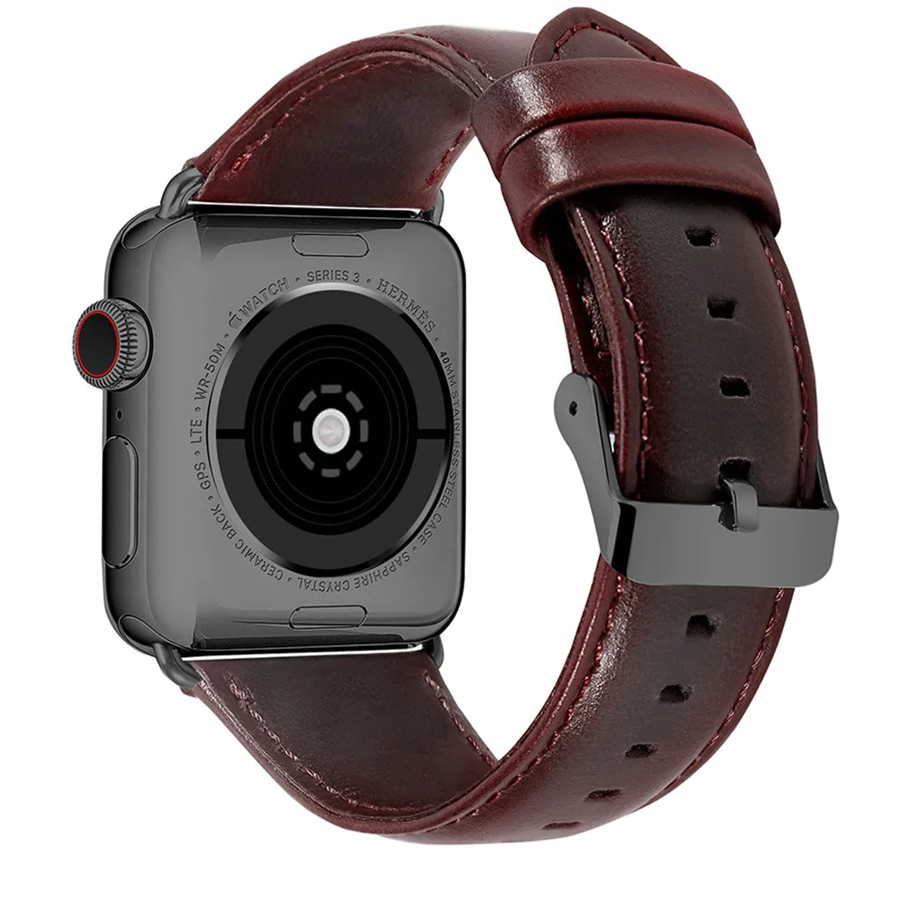 

Genuine Leather strap for Apple watch 4 3 2 1 iwatch band 42mm 38mm 44mm 40mm Watchband clock bracelet wrist belt accessories