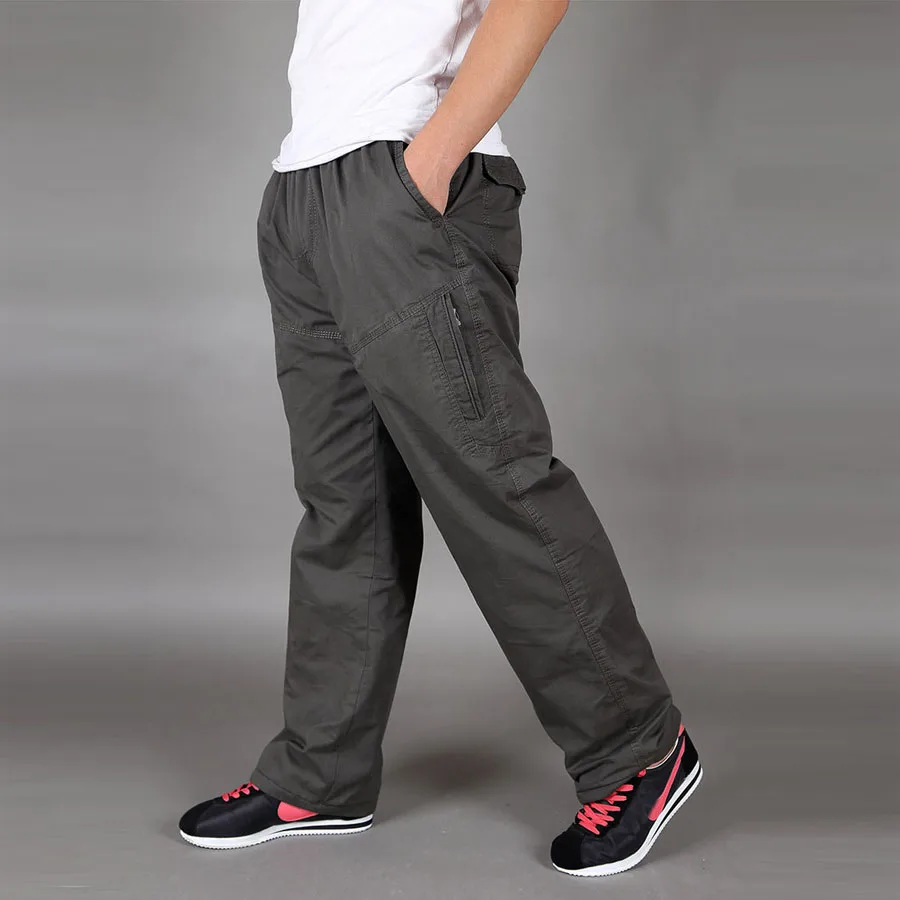 Winter Warm Velvet Pants Men Thick Fleece Cashmere Heavyweight Elastic