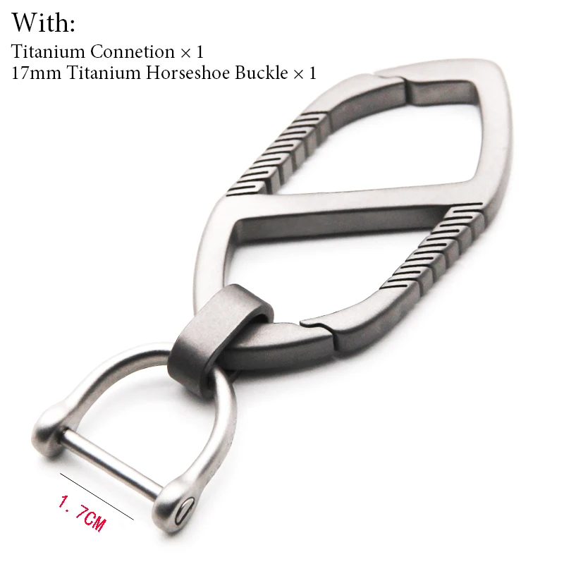 Креативный настоящий титановый мужской брелок для ключей, Супер Легкий Титановый автомобильный брелок с пряжкой, брелок для ключей, держатель, инструмент для повседневного использования, роскошный подарок для мужчин - Цвет: DF-Scurb-Ti 17Buckle