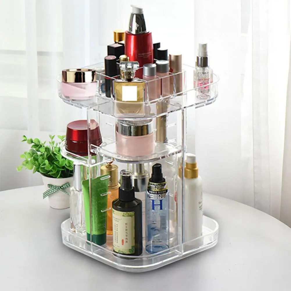 

360 Rotating Acrylic Cosmetic Makeup Organizer DIY Detachable Rangement Maquillage Adjustable Makeup Storage Holder Rack-Q
