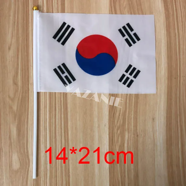 YAZANIE 90x150 см, Флаг Южной Кореи, флаг, флаги, высокое качество, полиэстер, ткань, Республика Корея, национальные флаги на заказ - Цвет: 14 x 21cm