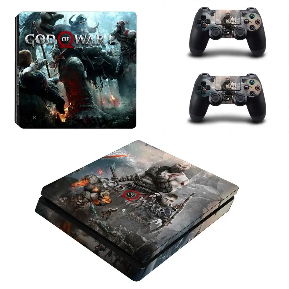 God of War PS4 тонкие наклейки для кожи, предназначенные для игровой консоли 4 Slim и 2 контроллера - Цвет: YSP4S-2198