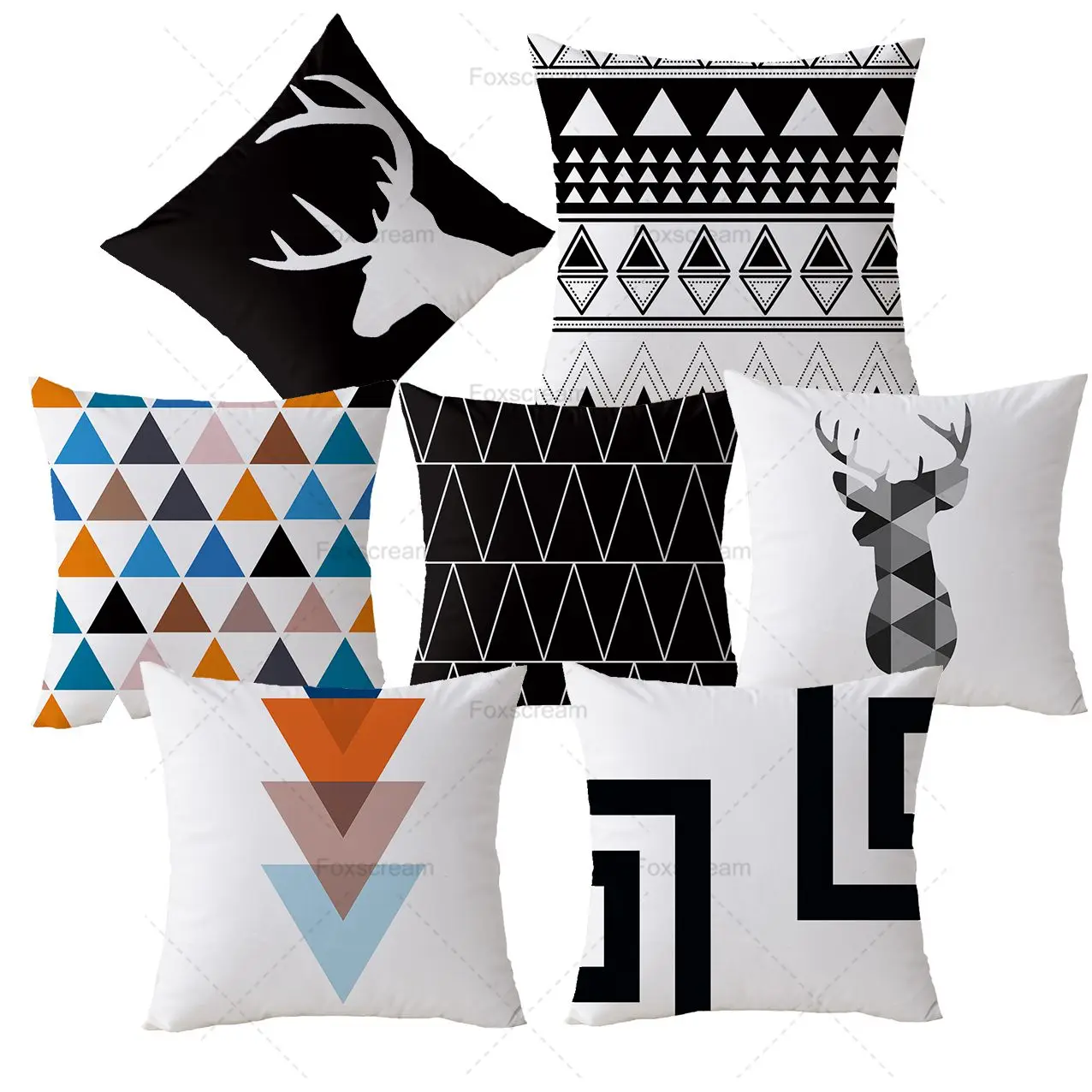 

Scandinavian Cushions Covers Home Decor Deer Geometric Decorative Cushions Striped Pillow Velvet Throw Pillowcase For Sofa 45x45