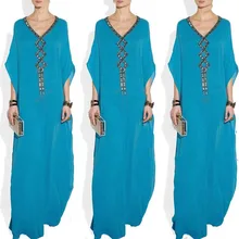 Marokkanischen Kaftan Muslimischen Abendkleider 2016 Freies Verschiffen Eine Linie V-ausschnitt Prom Kleider Jalabiya Robe Dubai Islamischen Türkischen Abaya