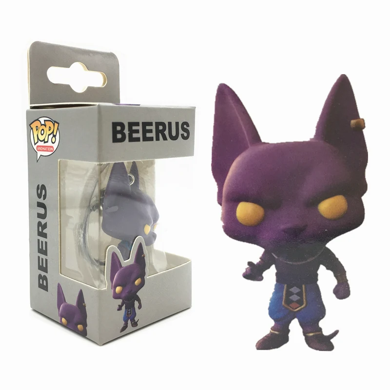 Funko POP Карманный Брелок для ключей POP Amine Dragon Ball Супер Saiyan GOKU VEGETA BEERUS GOTENKS фигурка Модель Коллекция игрушек для подарка - Цвет: Красный