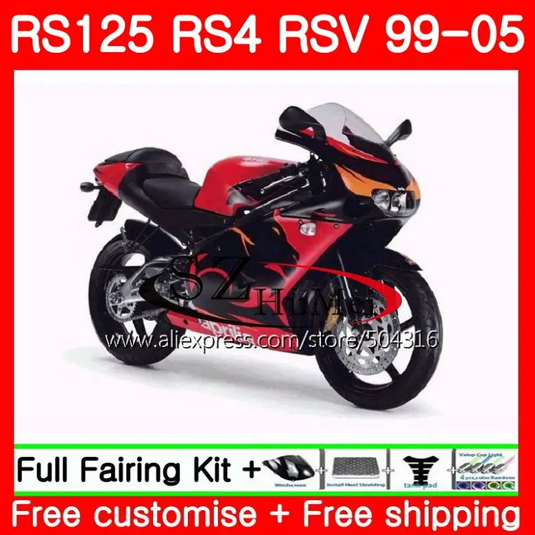 

Body For Aprilia RS 125 1999 2000 2001 2002 TOP red black 2003 2005 84SH6 RS4 RS-125 RSV125 RS125 99 00 01 02 03 04 05 Fairings