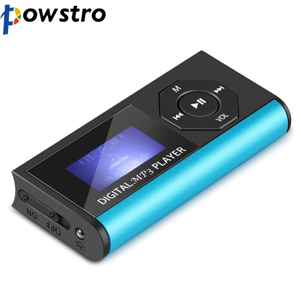 Powstro ЖК-дисплей цифровой музыкальный MP3 плеер без памяти Макс поддержка 16 Гб Micro SD карта TF карта с usb кабель для зарядки