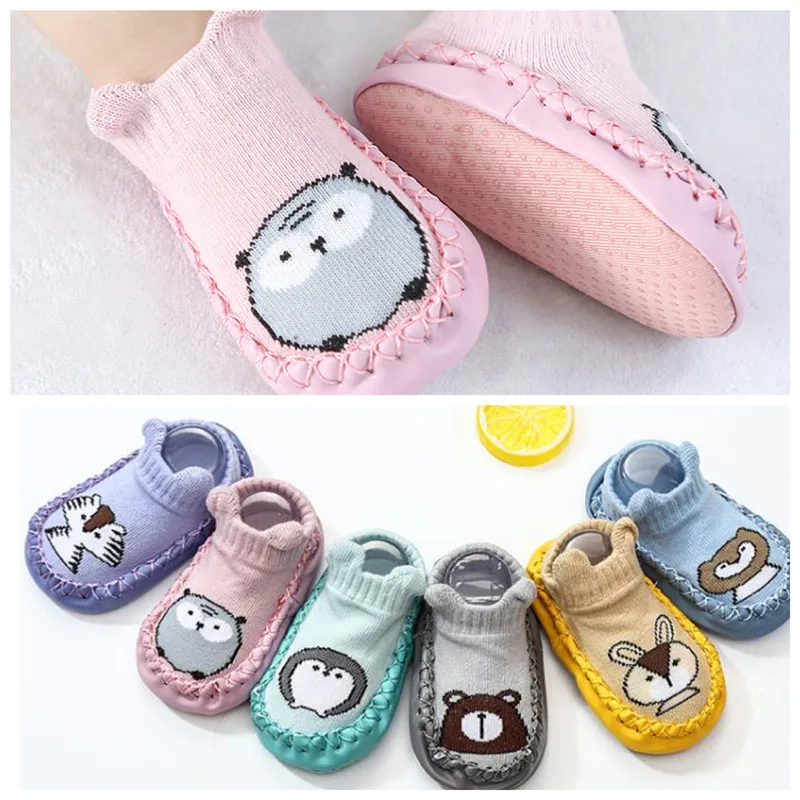 Весенне-осенние детские носки-тапочки модные детские носочки с резиновой подошвой, детские носки нескользящие носки с мягкой подошвой для новорожденных