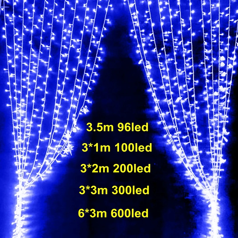 3,5 M/3x1 м/3x2 м/3x3 м/6x3 м светодиодный сосулька Шторы светящиеся гирлянды на Рождество на открытом воздухе для свадьбы украшение праздника 110V 220V