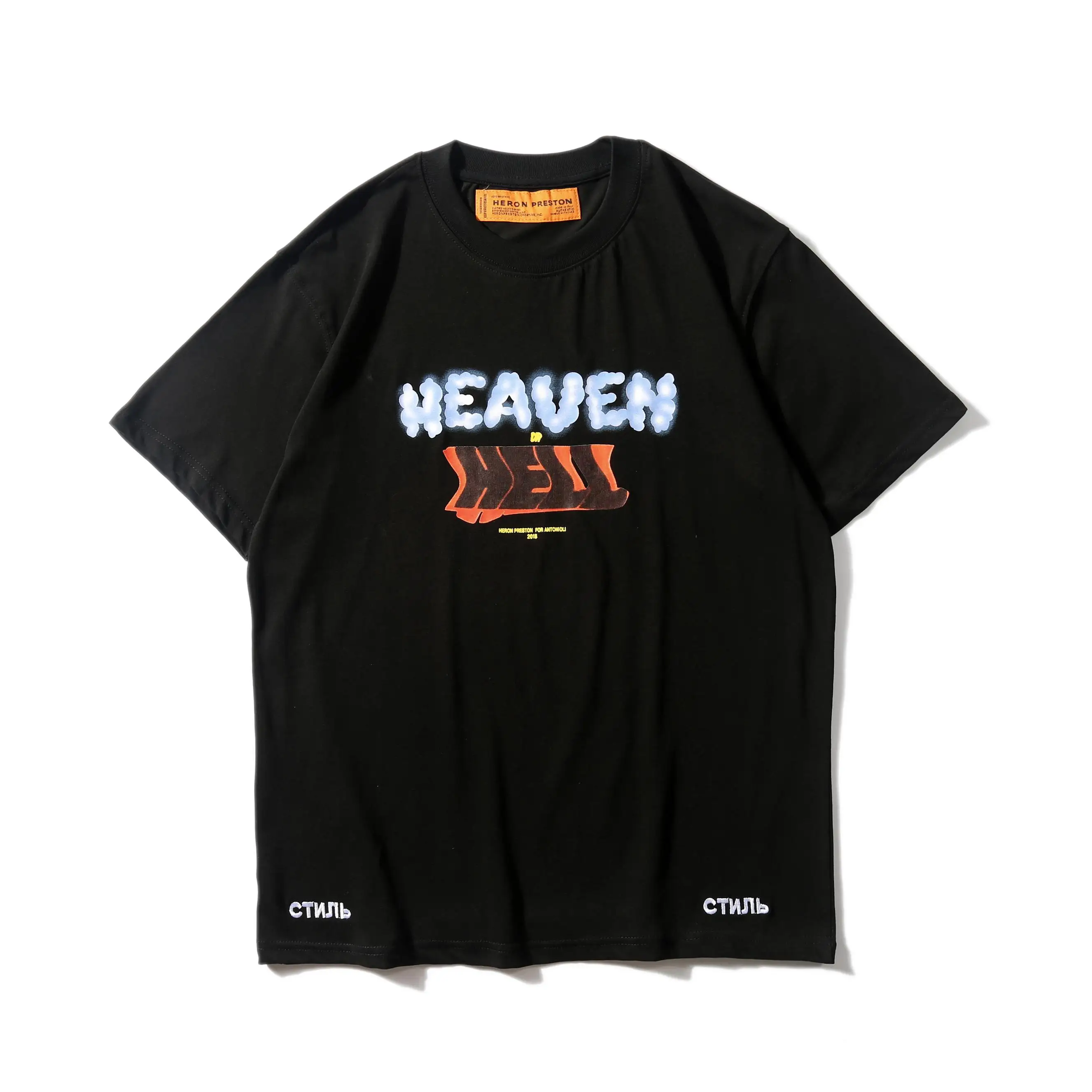 

19SS New Heron Preston TShirt oversized Cotton t shirt HEAVEN OR HELL ctnnb High Street hip hop Kanye West Heron Preston T-Shirt
