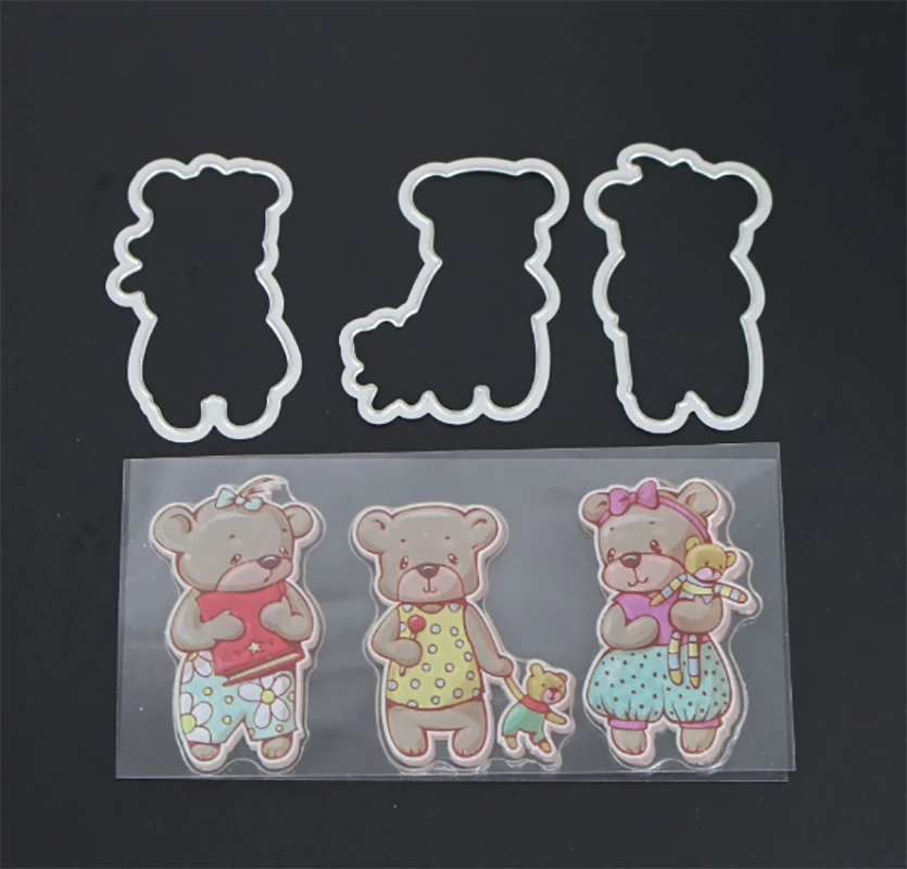 

AZSG Three Baby Bear Transparent Silicone Seal / Stamp DIY clip / album decoration transparent seal cutting mold set