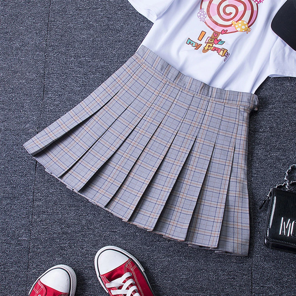 Sanxiaxin Harajuku женские модные юбки милые желтые серые голубые ленточки плиссированные юбки Панк Стиль Высокая талия женские короткие юбки - Цвет: Photo9