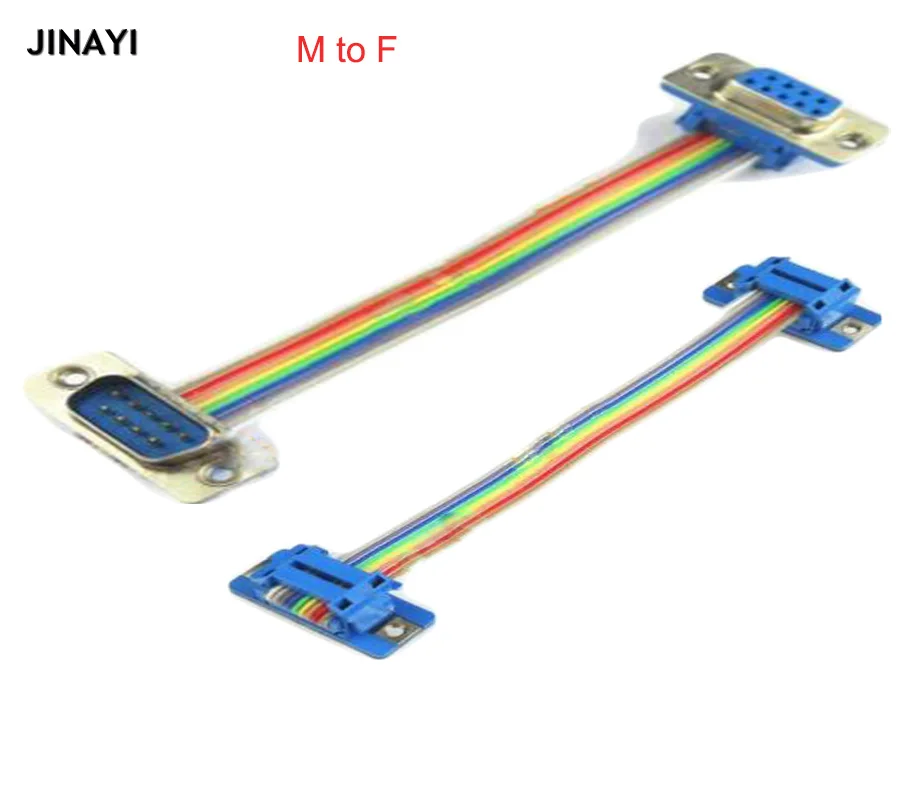 5 шт. 9 Pin DB9 плоского ленточного кабеля RS232 DB9 мужской женский ВДДК DR9 COM разъем адаптера кабеля 50 см