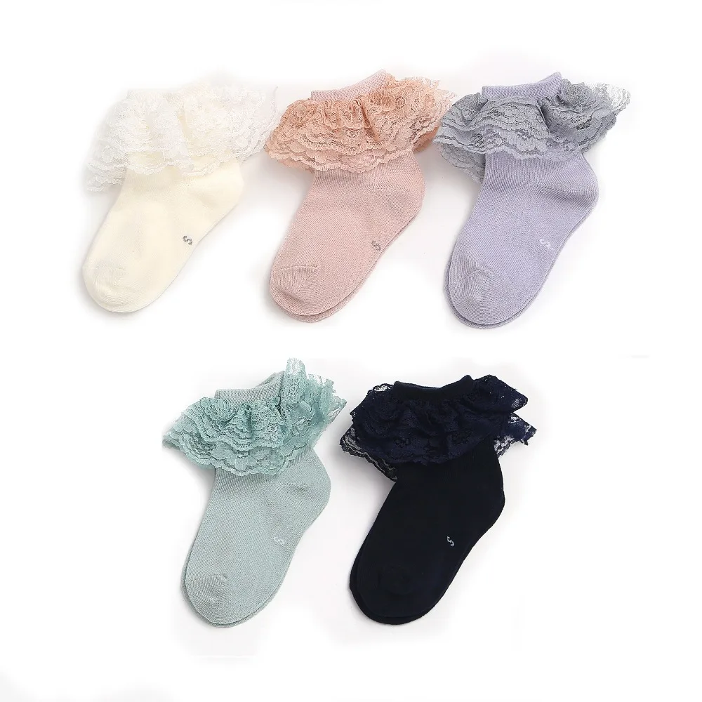 

5 Pair Brand New Princess Girl Toddler Kid Baby Girl Vintage Lace Bow Ruffle Frilly Ankle Socks Floral Solid Ventilate Socks