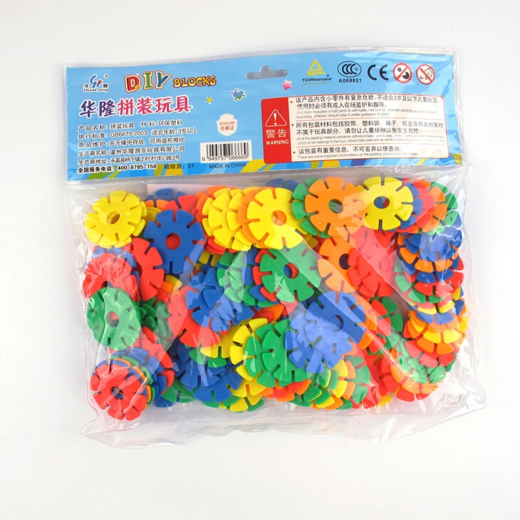 100pcs/Set Plastic DIY Snowflake Puzzle Building Blocks Kids Educational Toys VC