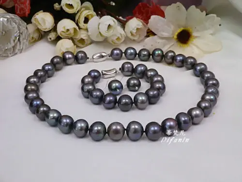 

FREE SHIPPING HOT sell new Style >>>>stunning huge11mm tahitian round black red pearl necklace18"bracelet8"earring