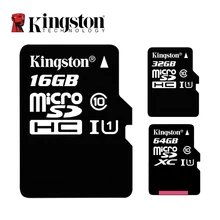 Kingston микро Флэшка C10 карта памяти 64 ГБ 32 ГБ 16 ГБ 128 ГБ 256 ГБ U1 до 80 МБ/с./с класс 10 SDHC SDXC мини SD карта 4G UHI-S флэш-карта