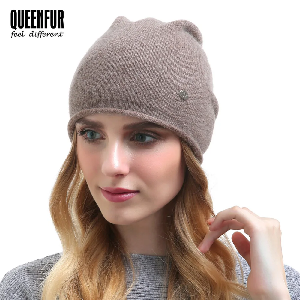 QUEENFUR Women Winter Wool Beanies Knitted Cashmere Hat Outdoor Sport