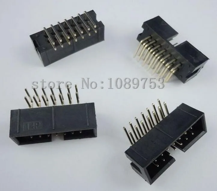 50Pcs 2.54mm 2x7 Pin 14 Pin Right Angle Male Shrouded IDC Box Header Connector