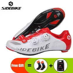 SIDEBIKE углерода дорожный велосипед обувь 2019 замок Велоспорт Сверхлегкий дышащий профессиональная спортивная обувь для мужчин Гонки
