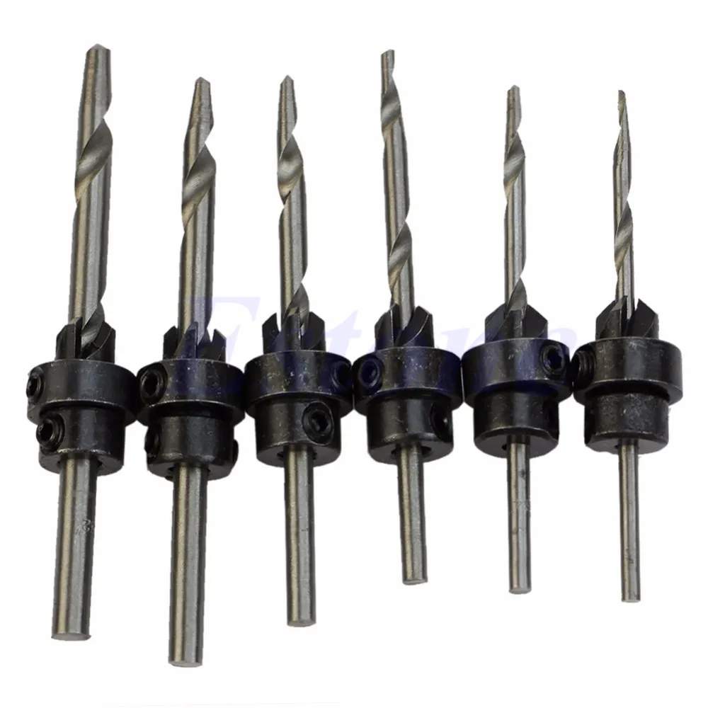 

22Pcs Countersink Drill Bit Set Adjustable Depth Stop Collars Woodworking Wrench Hand Tools