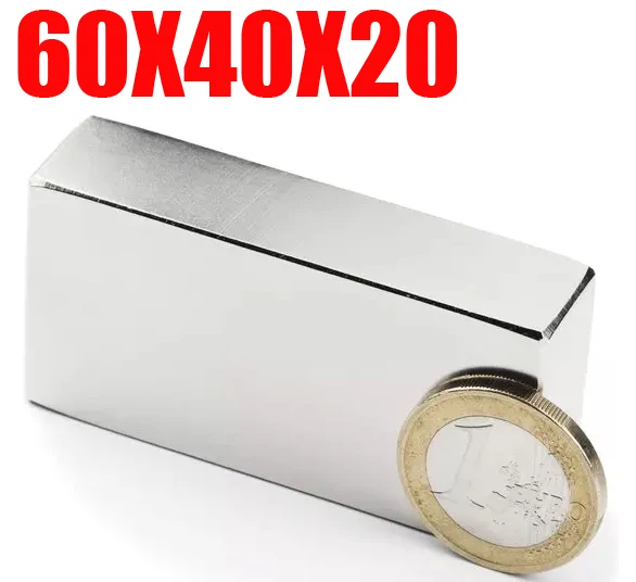 

60*40*20 4pcs super strong neodymium rectangle block magnets 60mm x 40mm 20mm n35 rare earth ndfeb cuboid magnet