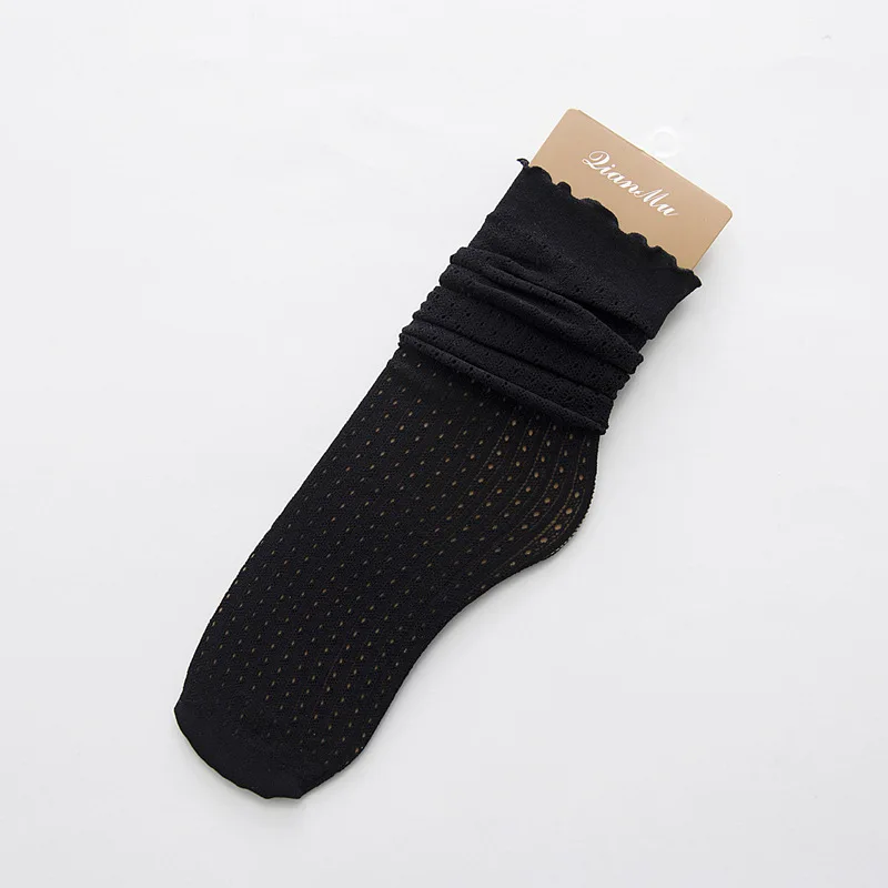 Fashion Korean Creative Socks Women Cotton Thin Heap Heap Solid Color Socks for Women Meias Gift Cut Fuzzy Socks Plus Size - Цвет: Black