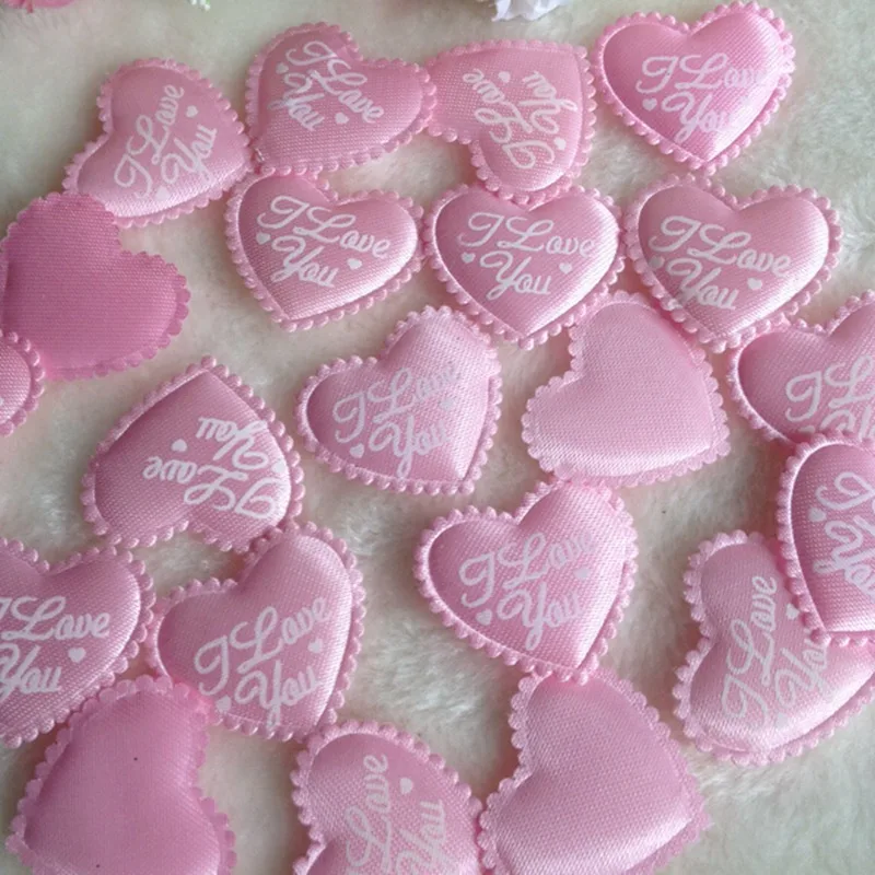 

100pcs Pink Padded Felt Love Heart Appliques Wedding Decoration DIY Sewing Crafts Free Shipping A598