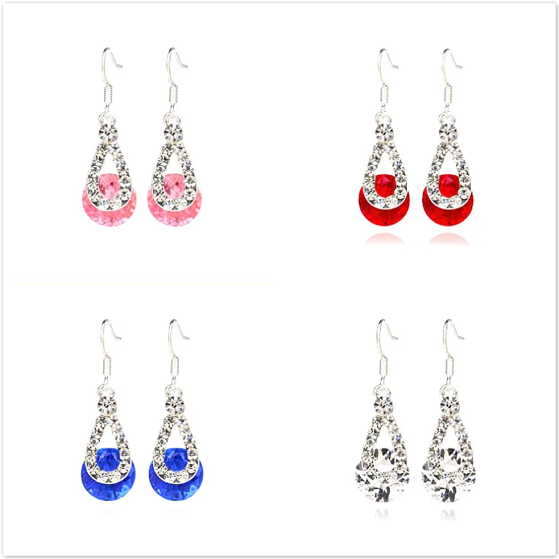 

2019 New Fashion Brand Jewelry Crystal Clip Earrings for Women Christmas Gift