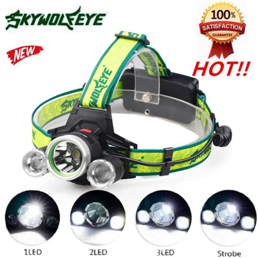High Quality 10000Lm 3X XML T6 2R5 LED Headlight Headlamp Flashlight 18650 Torch Light Lamp