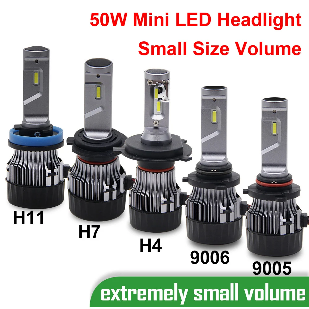 

1 Set H4 HB2 60W 5000LM Mini LED Headlight H7 H11 9005 9006 HB3/4 Small Size CSP Chips White 6000K Front Driving Car Lamps Bulbs