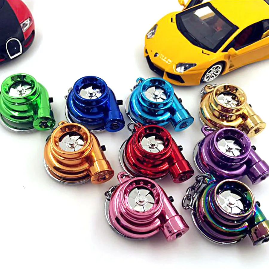 With lamp turbo keychains TURBO keychains Wheel hub shock exhaust turbine key chainKey Case for