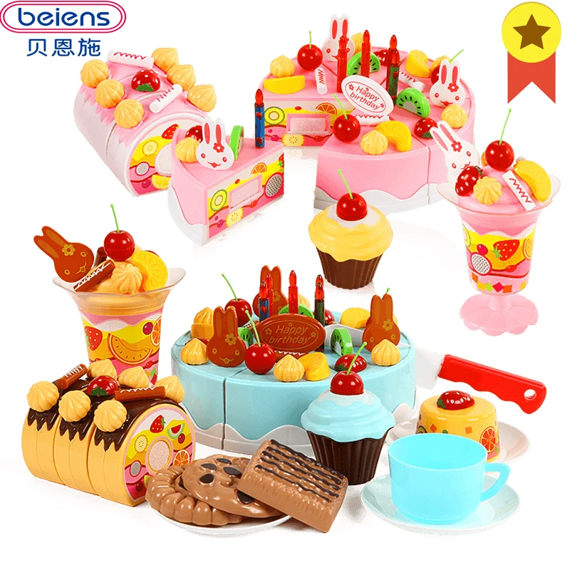 

Beiens Kids Kitchen Pretend Play Cutting Birthday Cake Children Fruit Toy Baby Cooking Toys Plastic Food Sets For Girls Limited