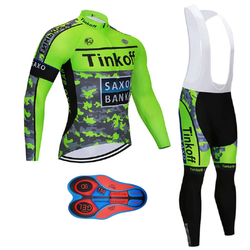

Cycling jersey 2019 pro team Tinkoff bicycle clothing set ropa ciclismo hombre winter thermal fleece MTB bike jersey bib pants
