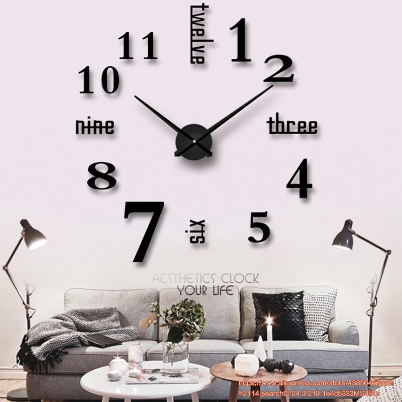 

Muhsein Wall Sticker Wall Clock 3d Wall Clock Wall Clock DIY Acrylic +EVA+ Silent Quartz Movement Free Shipping