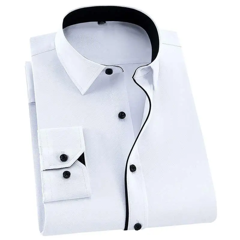 Men's Large size Business Long Sleeve Lapel Stripe 10XL 11XL 12XL 13XL 14XL Office Business White Shirt