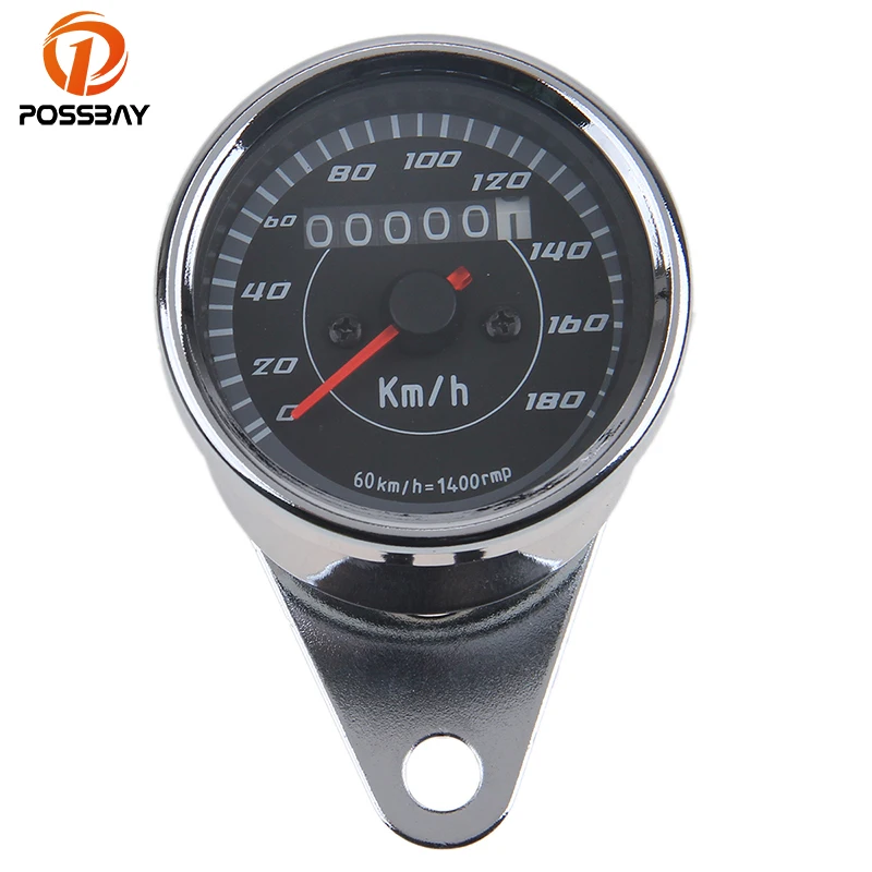 POSSBAY Universal Motorcycle Odometer Speedometer Gauge LED Backlight 0