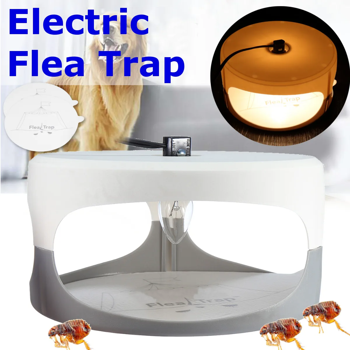 

220V Strong Sticky Flea Killer Trap Lamp Household Non Toxic Cockroach Trap Repellent Bug Insect Pest Controller Killer Catcher