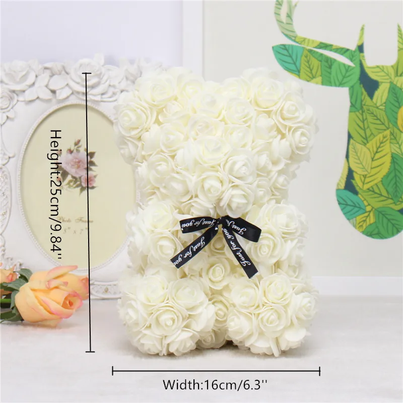 9.8” LUXURY ROSE BEAR WITH GIFT BOX 25 cm
