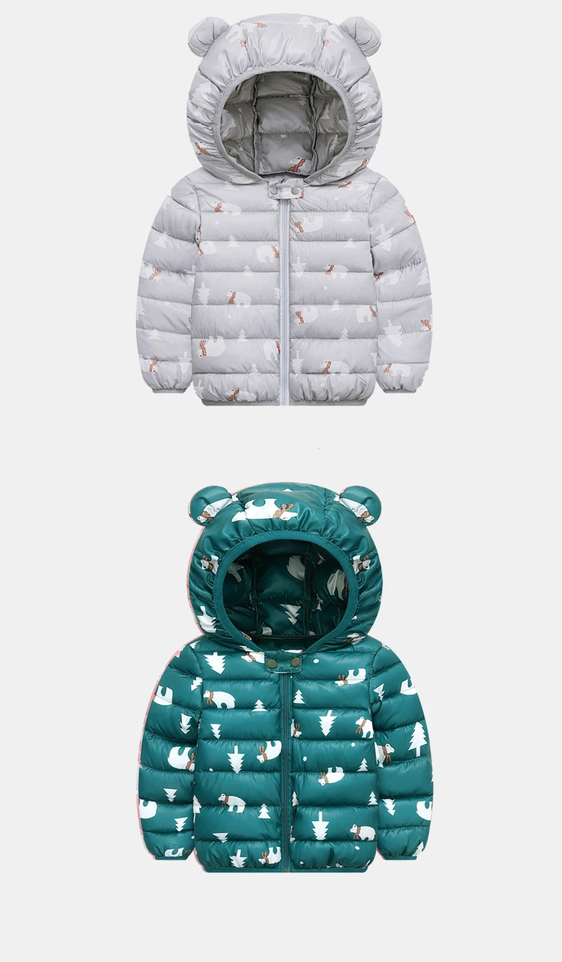 Parka para Meninas com Capuz Jaqueta de Inverno Sundae Anjo Impressão Animal Crianças Outerwear Bonito Quente Meninos Eiderdown Algodão Cabolsa 21 Cheap Casacos e Parkas