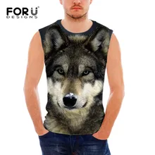 FORUDESIGNS/Летняя мужская майка, одежда для фитнеса, мужские жилеты без рукавов с 3D изображением волка и мопса, майки, повседневные топы для мальчиков