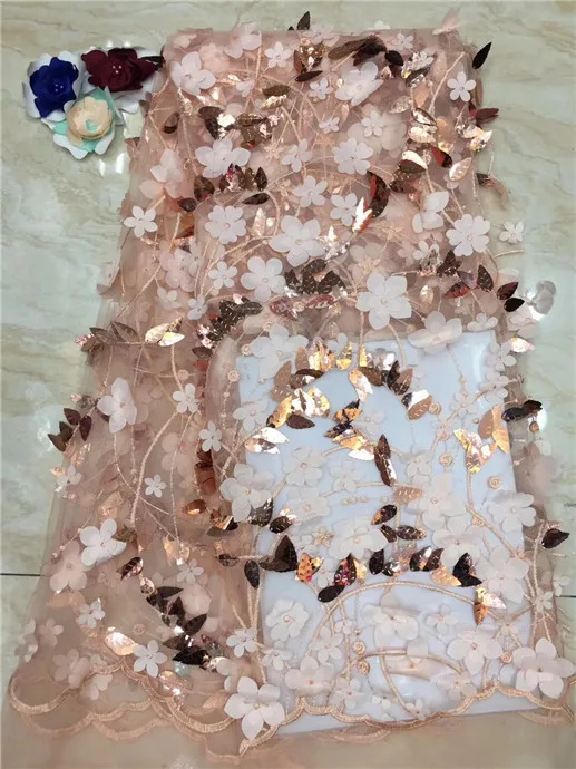 

2019 high quality sequence French Nigerian sequins net African tulle mesh sequence lace fabric for dress 5yards/lot (5-19