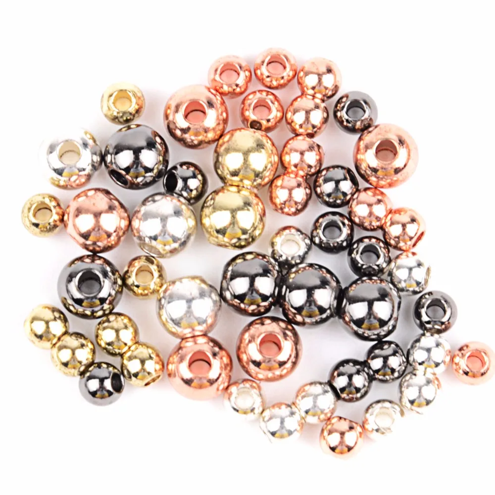 

4mm 6mm Round Copper Spacer Beads Ball Gold Black 4 Colors Metal Round Loose Beads For Jewelry Making Bracelets Accessories