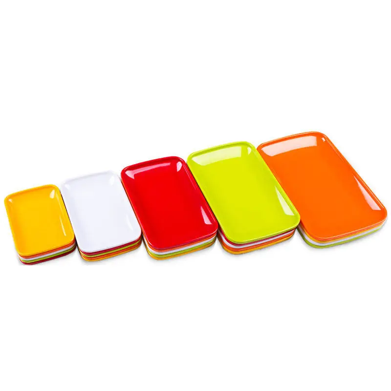 

2018 New 7.5/8.5/9.5 Inch Colorful Melamine Plate Dish Rectangle For Snack Fruit Vegetable Hot Pot Shop Buffet BBQ Kitchen