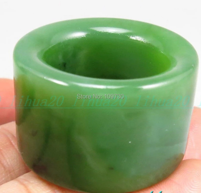 

hj0033 100% natural green hetian Jade Jadeite Archers Thumb Ring men's A grade jasper