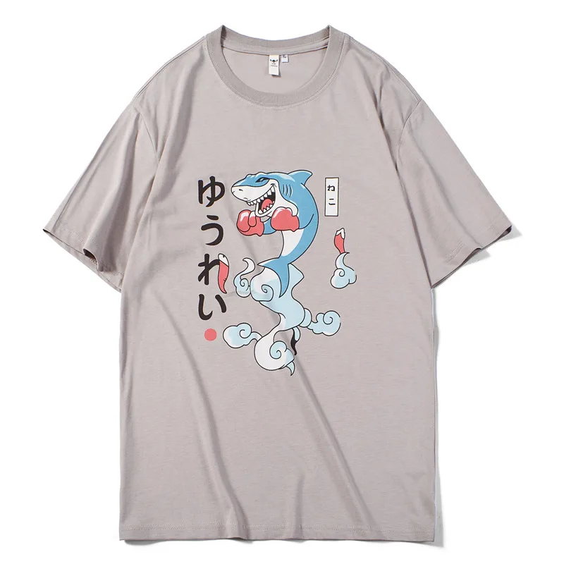 100% хлопок Для мужчин Топ боксерские Акула печати Harajuku Street Wear сезон: весна–лето с